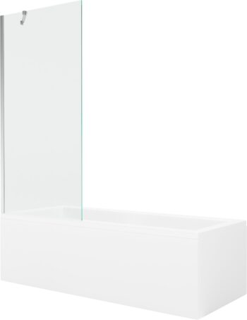 MEXEN/S - Cubik obdĺžniková vaňa 160 x 70 cm s panelom + vaňová zástena 80, transparent, chróm 550316070X9508000001