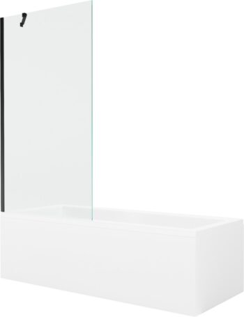 MEXEN/S - Cubik obdĺžniková vaňa 160 x 70 cm s panelom + vaňová zástena 90, transparent, čierna 550316070X9509000070
