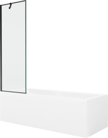 MEXEN/S - Cubik obdĺžniková vaňa 170 x 70 cm s panelom + vaňová zástena 60, čierna vzor 550317070X9506007070