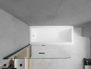MEXEN/S - Cubik obdĺžniková vaňa 170 x 70 cm s panelom + vaňová zástena 80, transparent, čierna 550317070X9008027000