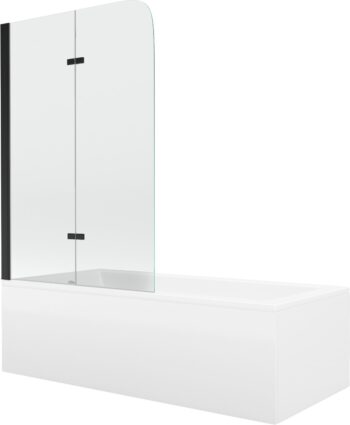 MEXEN/S - Cubik obdĺžniková vaňa 170 x 70 cm s panelom + vaňová zástena 80, transparent, čierna 550317070X9008027000