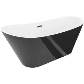MEXEN/S - Dora voľne stojaca vaňa 160 x 75, biela/čierna, sifón a prepad grafit metal 52071607575-95