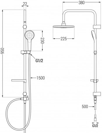 MEXEN/S - Erik sprchový stĺp vrátane sprchovej termostatickej batérie Kai, chróm 77900205-00