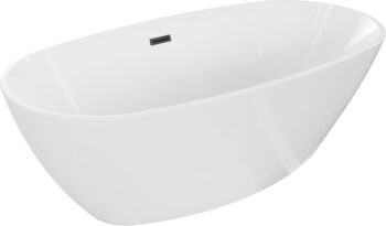 MEXEN/S - Eris voľne stojaca vaňa 170 x 80, biela, sifón a prepad čierna 53441708000-70