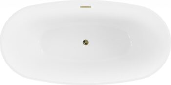 MEXEN/S - Eris voľne stojaca vaňa 170 x 80, biela, sifón a prepad zlatá 53441708000-50
