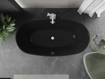 MEXEN/S - Eris voľne stojaca vaňa 170 x 80, čierna, sifón a prepad biela 53441708070-20