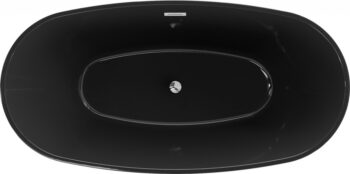 MEXEN/S - Eris voľne stojaca vaňa 170 x 80, čierna, sifón a prepad chróm 53441708070-01