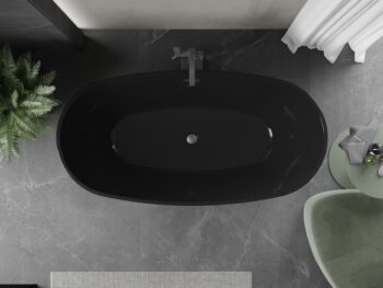 MEXEN/S - Eris voľne stojaca vaňa 170 x 80, čierna, sifón a prepad grafit metal 53441708070-95