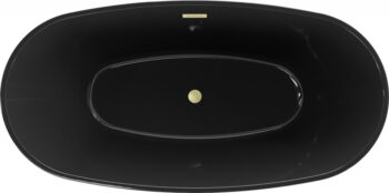 MEXEN/S - Eris voľne stojaca vaňa 170 x 80, čierna, sifón a prepad kartáčované zlato 53441708070-55