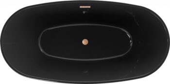 MEXEN/S - Eris voľne stojaca vaňa 170 x 80, čierna, sifón a prepad meď kartáčovaná 53441708070-65