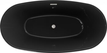 MEXEN/S - Eris voľne stojaca vaňa 170 x 80, čierna, sifón a prepad nikel kartáčovaná 53441708070-97