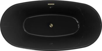MEXEN/S - Eris voľne stojaca vaňa 170 x 80, čierna, sifón a prepad zlatá 53441708070-50