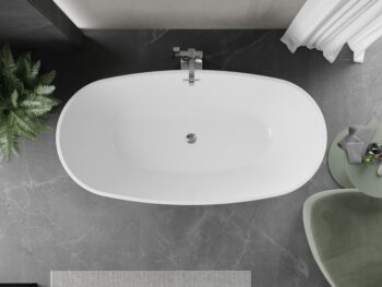 MEXEN/S - Eris voľne stojaca vaňa 180 x 95, biela/čierna, sifón a prepad chróm 53441809575-01