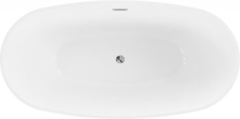 MEXEN/S - Eris voľne stojaca vaňa 180 x 95, biela/čierna, sifón a prepad chróm 53441809575-01