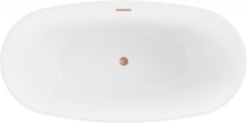 MEXEN/S - Eris voľne stojaca vaňa 180 x 95, biela/čierna, sifón a prepad meď kartáčovaná 53441809575-65