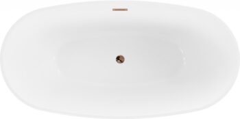 MEXEN/S - Eris voľne stojaca vaňa 180 x 95, biela/čierna, sifón a prepad ružové zlato 53441809575-60