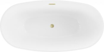 MEXEN/S - Eris voľne stojaca vaňa 180 x 95, biela/čierna, sifón a prepad zlatá kartáčovaná 53441809575-55