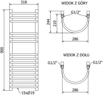 MEXEN/S - Eros radiátor + vykurovacia tyč 900 x 318 mm, 300 W, biela W112-0900-318-2300-20