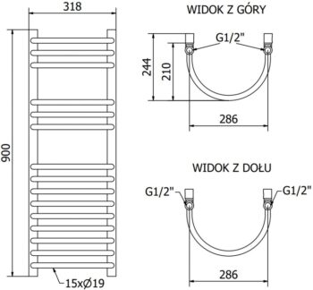 MEXEN/S - Eros radiátor + vykurovacia tyč 900 x 318 mm, 300 W, čierna W112-0900-318-2300-70