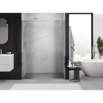 MEXEN/S - Exo dvojité posuvné sprchové dvere 130, transparent, chróm 8152-130-000-01-00