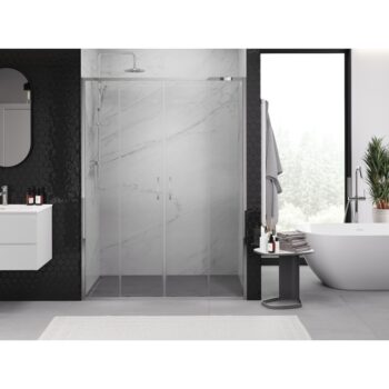 MEXEN/S - Exo dvojité posuvné sprchové dvere 150, transparent, chróm 8152-150-000-01-00