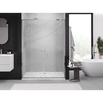 MEXEN/S - Exo dvojité posuvné sprchové dvere 150, transparent, chróm 8152-150-000-01-00