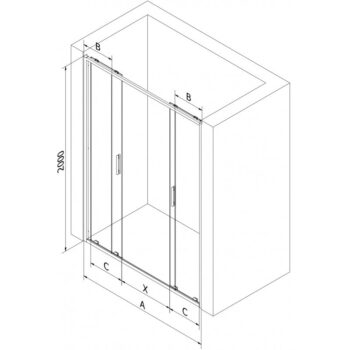 MEXEN/S - Exo dvojité posuvné sprchové dvere 200, transparent, chróm 8152-200-000-01-00