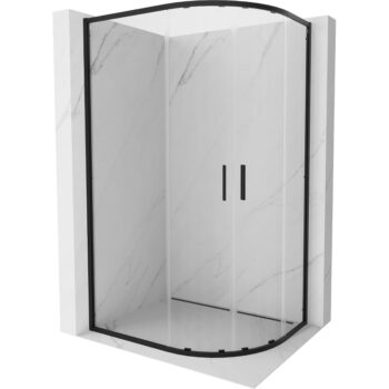 MEXEN/S - Exo štvrťkruhový asymetrický posuvný sprchovací kút 120 x 90, transparent, čierna 8132-120-090-70-00