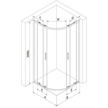 MEXEN/S - Exo štvrťkruhový asymetrický posuvný sprchovací kút 120 x 90, transparent, čierna 8132-120-090-70-00