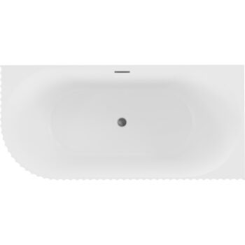MEXEN/S - Gia voľne stojaca rohová vaňa reliéf pravá 150 x 75, biela mat, sifón a prepad grafit metal 52701507501P-95