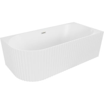 MEXEN/S - Gia voľne stojaca rohová vaňa reliéf pravá 150 x 75, biela mat, sifón a prepad nikel kartáčovaný 52701507501P-97