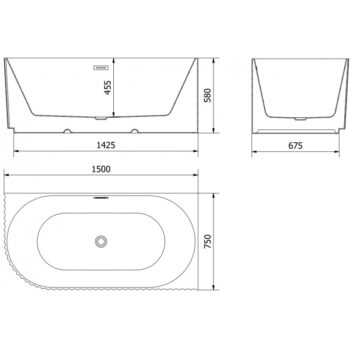 MEXEN/S - Gia voľne stojaca rohová vaňa reliéf pravá 150 x 75, biela mat, sifón a prepad zlatá 52701507501P-50
