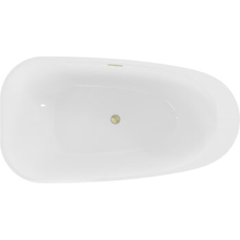 MEXEN/S - Giada voľne stojaca vaňa 170 x 90, biela lesk, sifón a prepad zlatá kartáčovaná 52741709000-55