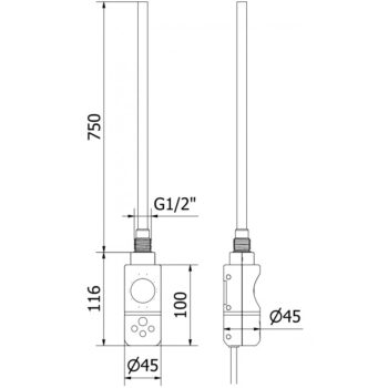MEXEN/S - Helios radiátor + vykurovacia tyč 1800 x 500 mm, 900 W, zlatá W103-1800-500-2900-50