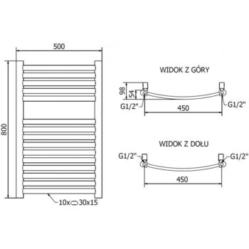MEXEN/S - Helios radiátor + vykurovacia tyč 800 x 500 mm, 300 W, zlatá W103-0800-500-2300-50