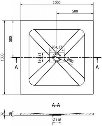 MEXEN/S - Hugo sprchová vanička SMC 100 x 100, biela, krytka čierna 42101010-B