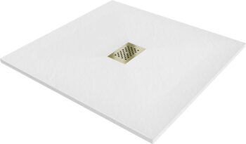 MEXEN/S - Hugo sprchová vanička SMC 100 x 100, biela, krytka zlatá 42101010-G