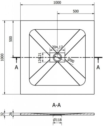MEXEN/S - Hugo sprchová vanička SMC 100 x 100, čierna, krytka čierna 42701010-B