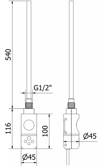 MEXEN/S - Jowisz radiátor + vykurovacia tyč 1200 x 600 mm, 600 W, čierna W107-1200-600-2600-70
