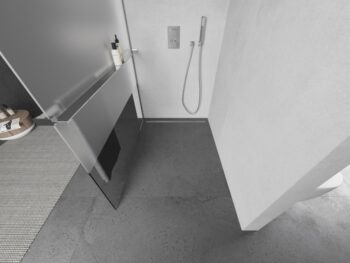 MEXEN/S - KIOTO Sprchová zástena WALK-IN s poličkou a držiakom uterákov 110 x 200, transparent/matné sklo 8 mm, chróm 800-110-121-01-35