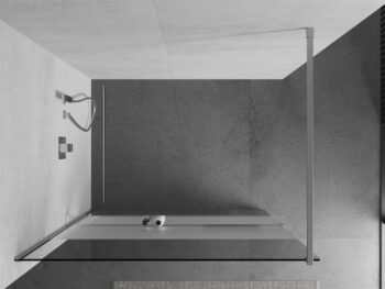 MEXEN/S - KIOTO Sprchová zástena WALK-IN s poličkou a držiakom uterákov 110 x 200, transparent/matné sklo 8 mm, chróm 800-110-121-01-35