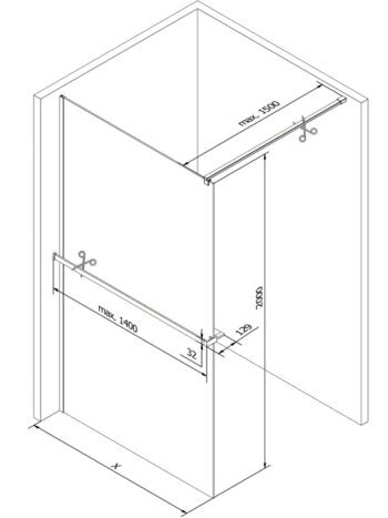 MEXEN/S - KIOTO Sprchová zástena WALK-IN s poličkou a držiakom uterákov 80 x 200, transparent/čierna 8 mm, zlatá 800-080-121-50-77