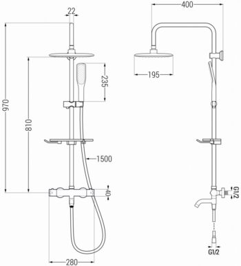 MEXEN/S - KT67 vaňový stĺp s termostatickou batériou, čierna 779006793-70