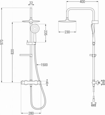 MEXEN/S - KX33 sprchový stĺp s batériou, chróm 771503391-00