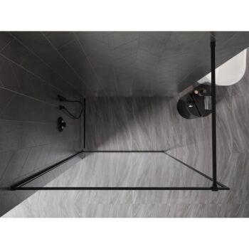 MEXEN/S - Kioto-F Sprchová zástena WALK-IN s rámom 65 x 202, transparent 8 mm, čierna 800-065-104-70-00