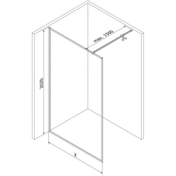 MEXEN/S - Kioto-F Sprchová zástena WALK-IN s rámom 70 x 202, dekor 8 mm, čierna 800-070-104-70-30