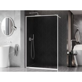 MEXEN/S - Kioto-F Sprchová zástena WALK-IN s rámom 70 x 202, grafit 8 mm, biela 800-070-104-20-40