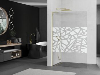 MEXEN/S - Kioto L Sprchová zástena WALK-IN 120 x 200, biely vzor, zlatá - 800-120-103-50-78 800-120-103-50-85