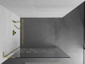 MEXEN/S - Kioto L Sprchová zástena WALK-IN 120 x 200, biely vzor, zlatá - 800-120-103-50-78 800-120-103-50-85