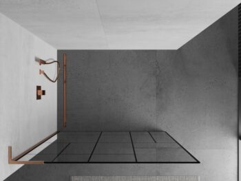 MEXEN/S - Kioto L Sprchová zástena WALK-IN 120 x 200, čierny vzor, meď kartáčovaná 800-120-103-65-78